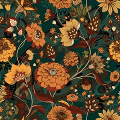 Gordijnen Naadloos origineel bloemenpatroon in vintage paisley-stijl © alfaolga