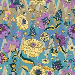 Fototapeten Floral seamless original pattern in vintage paisley style © alfaolga