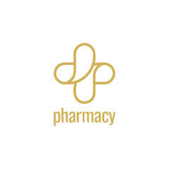 Cross line art logo vector template for healthcare, hospital, clinic, pharmacy, etc