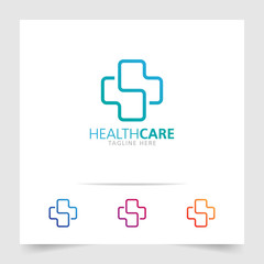 Obraz premium Health Care logo vector. Healthcare line art logo template