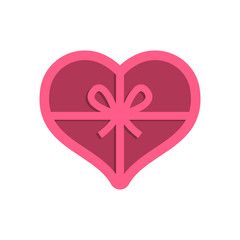Valentine's day heart box gift. Love present vector illustration.