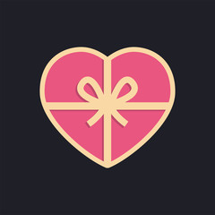 Valentine's day heart box gift. Love present vector illustration.