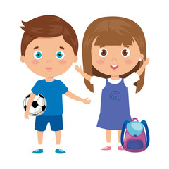 scene children standing on white background