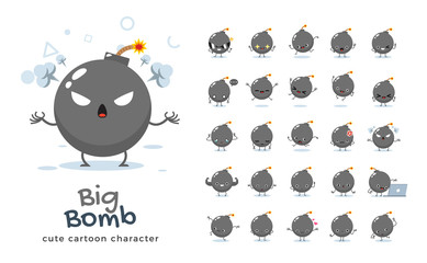 Vector set of cartoon images of Big Bomb. Vector Illustration.