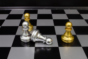 Chess pawns (ideas for company strategy, business victory)