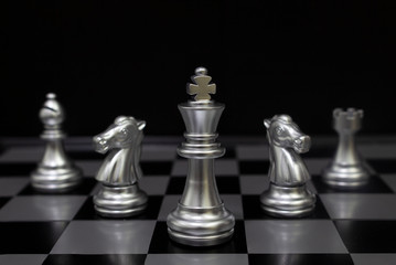 Silver King chess. (Concept for company strategy, business victory)