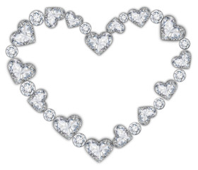 Obraz premium diamonds heart frame for valentine's day and wedding decorations