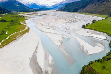 Glacier water streams in Glenorchy, South Island, New Zealand