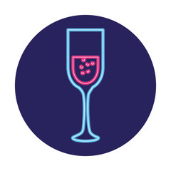 cup of glass in neon light, valentine day