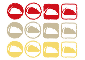 ねずみ・ハンコ3色セット