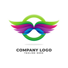 Gradient Wing Logo Vector Icon Illustration