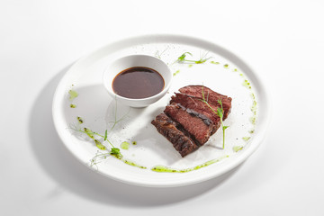 Alternative Grilled Skirt Steak, Well Done Machete Fillet Isolated
