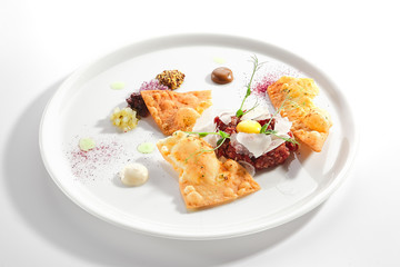 Beef Tartare with Various Dip and Vegetables