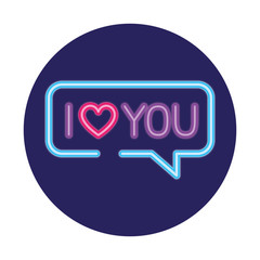 speech bubble in neon light, valentine day