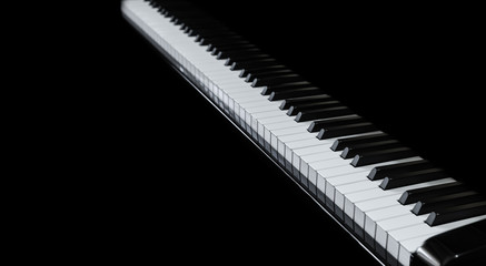 Piano and Piano keyboard with black background.	