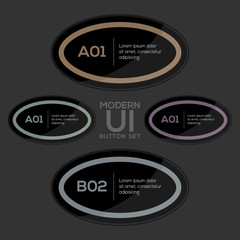 Modern user interface ellipse button set in Dark style