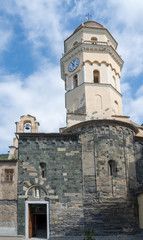 Fototapeta na wymiar Santa Margherita di Antiochia is a church in the town Vernazza of the coastal area Cinque Terre