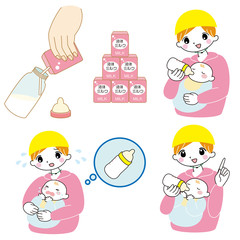 液体ミルク　災害時　哺乳瓶　赤ちゃん　避難　母親　ヘルメット