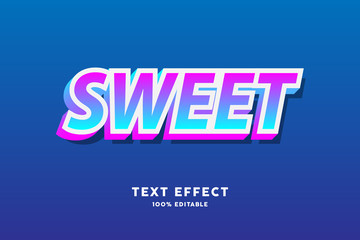 Sweet pink and cyan gradient text effect, editable text