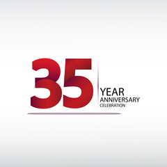 35 years anniversary celebration logotype. anniversary logo with red, vector design for celebration, invitation card, and greeting card