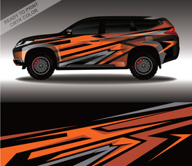 Obraz premium Car wrap decal design vector, custom livery race rally car vehicle sticker and tinting.