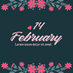 Unique shape Pattern of leaf and floral frame, for romantic 14 February greeting card template design. Vector