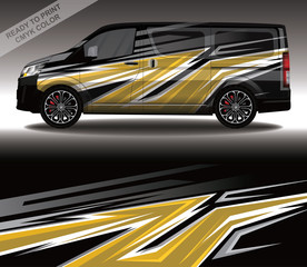 Obraz premium Car wrap decal design vector, custom livery race rally car vehicle sticker and tinting.