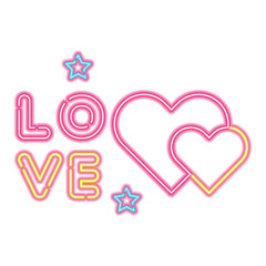 love lettering with hearts isolated icon