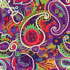 Fototapeta premium Original traditional oriental vintage paisley pattern in a modern version.