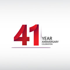 41 years anniversary celebration logotype. anniversary logo with red, vector design for celebration, invitation card, and greeting card