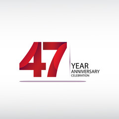47 years anniversary celebration logotype. anniversary logo with red, vector design for celebration, invitation card, and greeting card - obrazy, fototapety, plakaty