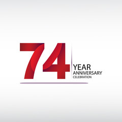 74 years anniversary celebration logotype. anniversary logo with red, vector design for celebration, invitation card, and greeting card