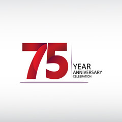 75 years anniversary celebration logotype. anniversary logo with red, vector design for celebration, invitation card, and greeting card