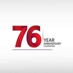 76 years anniversary celebration logotype. anniversary logo with red, vector design for celebration, invitation card, and greeting card