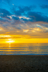 Obraz premium Barceloneta beach in Barcelona, Spain. Barcelona is known as an Artistic city located in the east coast of Spain..