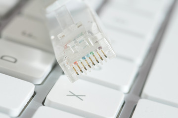 Ein Computer und ein Netzwerkkabel LAN