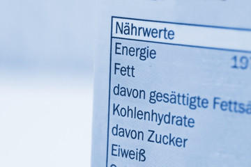 Eine Nährwerttabelle bei Lebensmittel