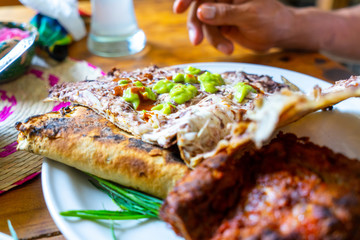 Mexican Traditional Food "Tlayuda" in Oaxaca, Mexico