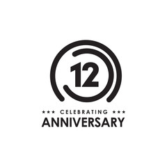 12th year anniversary emblem logo design vector template