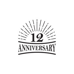 12th year anniversary emblem logo design vector template