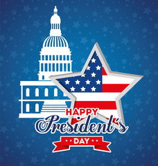Star and capitol of usa happy presidents day vector design