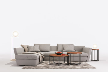 the modern furniture in white studio. design concept.