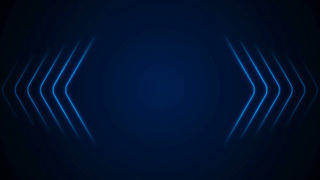 Bright blue abstract neon arrows tech motion design. Futuristic laser background. Seamless loop. Video animation Ultra HD 4K 3840x2160