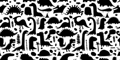 Funny dinosaurs, childish style. Seamless pattern for your design