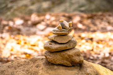 Fototapeta na wymiar A Small Stacked Stone Pagoda