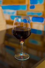 Red Wine at the restaurant in Barcelona, Spain. Barcelona is known as an Artistic city located in the east coast of Spain..