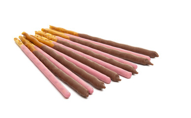 chocolate sticks isolated