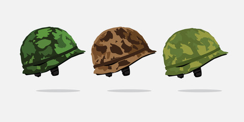 Set of army helmet vector. Army helmet icon. Army war helmet. Military helmet