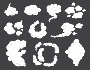 Tuinposter Flat smoke cloud set. Smoking, smog, dust clouds.  © Marina