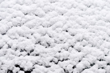 Wet snow texture on a glass close up. Winter background